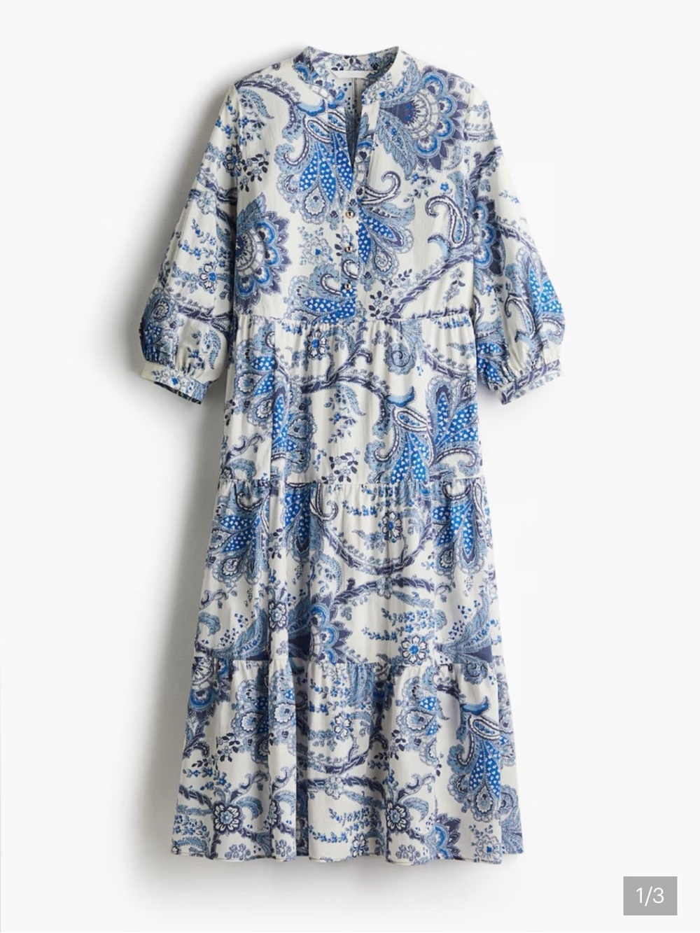 H&M Blue Paisley Tiered Dress